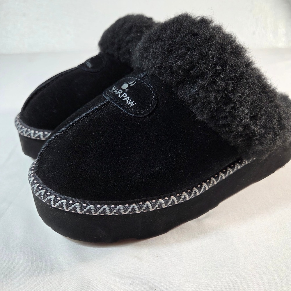 Bearpaw Loki Platform Black Suede Slippers Womens 7